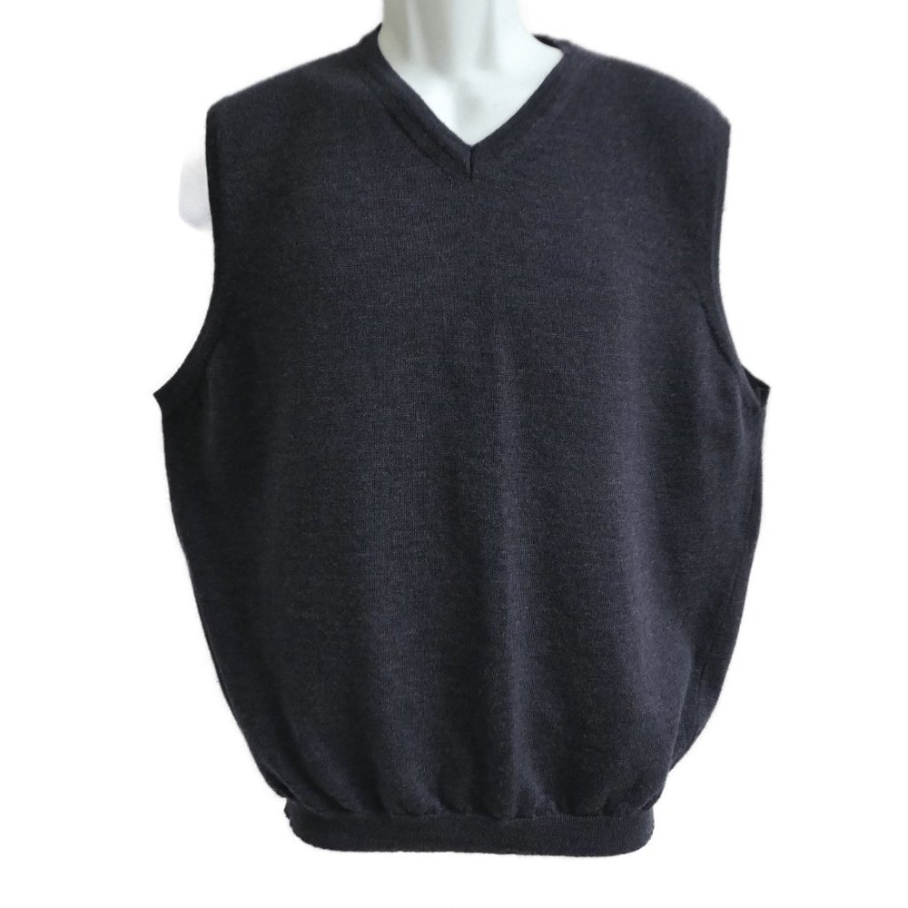 Vintage Rockabilly Brandini Extrafine Merino Wool Sweater Vest Dark Blue Italy L